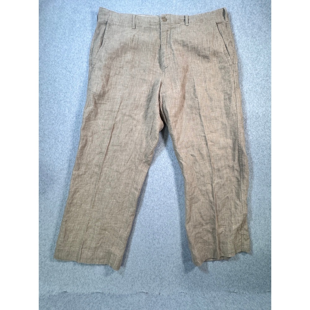 Banana Republic Mens 38x26.5 Relaxed Fit 100% Linen Pants Khaki Tan Hemmed
